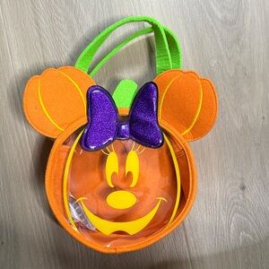 Disney Halloween Pumpkin Minnie Mouse  Bag with Purple Bow
